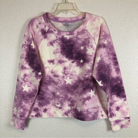 Wildfox Purple Tie Dye Star Easy Does It Pullover Sweatshirt Loungewear Large - Picture 3 of 10